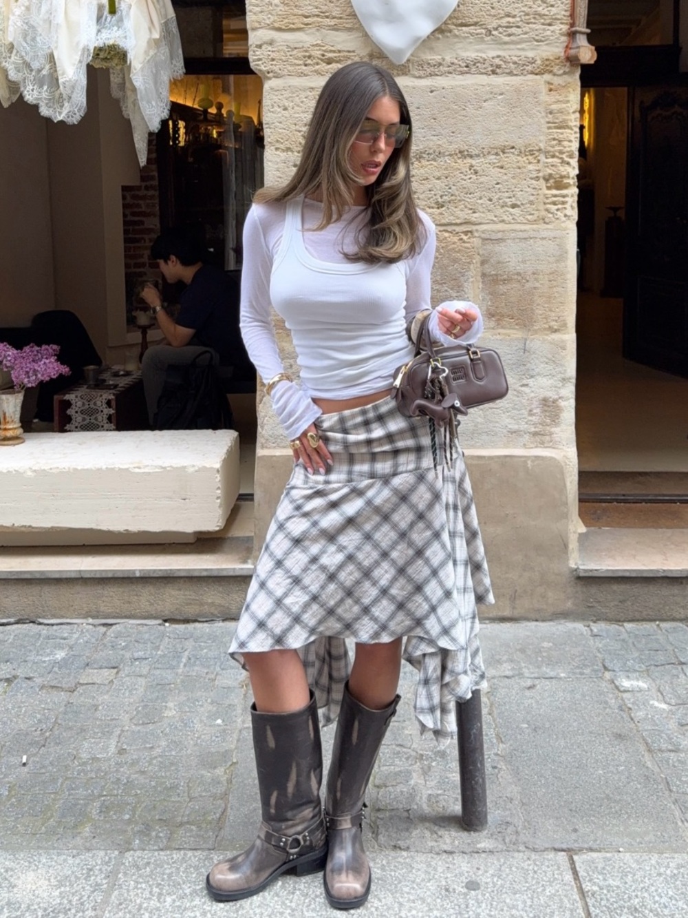 NWT Zara Asymmetric Plaid Skirt